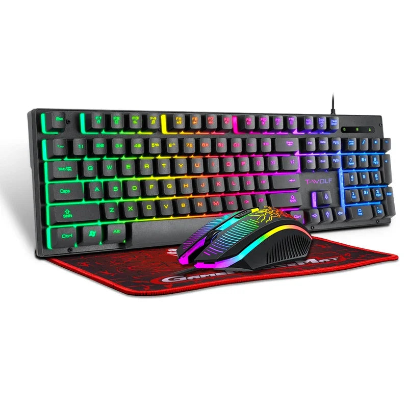 Electronic Sports Set  3 In 1 Wired Backlit Keyboard Gaming Mechanic Kit Waterproof Luminous 104 Key Keyboard Mouse Set 2026 NEW
