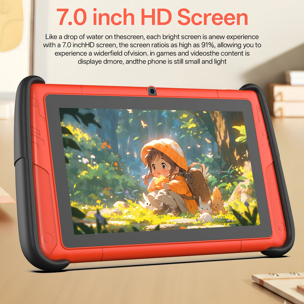 New 7-inch Kids Tablet, Android 15 system, 8(3+5)GB RAM + 64GB Storage, Quad-core processor, Dual cameras, WiFi, Bluetooth