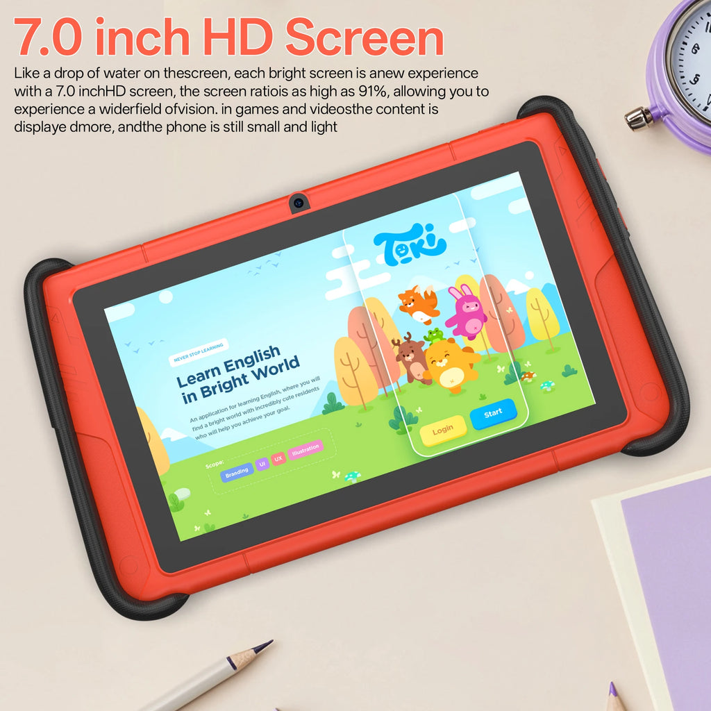 New 7-inch Kids Tablet, Android 15 system, 8(3+5)GB RAM + 64GB Storage, Quad-core processor, Dual cameras, WiFi, Bluetooth