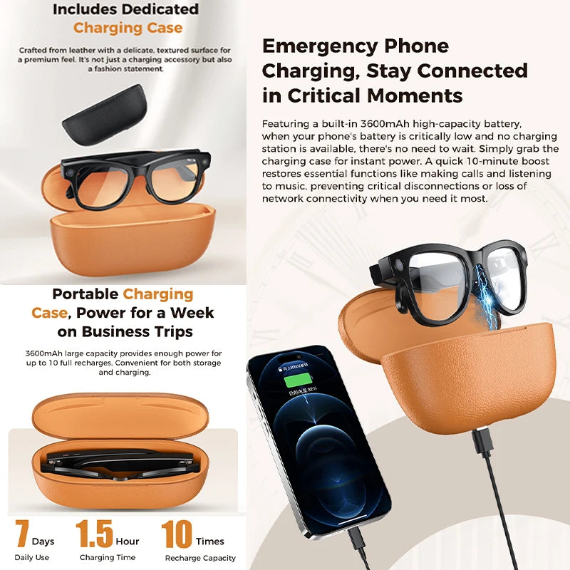 2026 New Smart Glasses with Camera Video Recording AI Photo Recognition Bluetooth Call Voice Translation Sunglasses Men Women