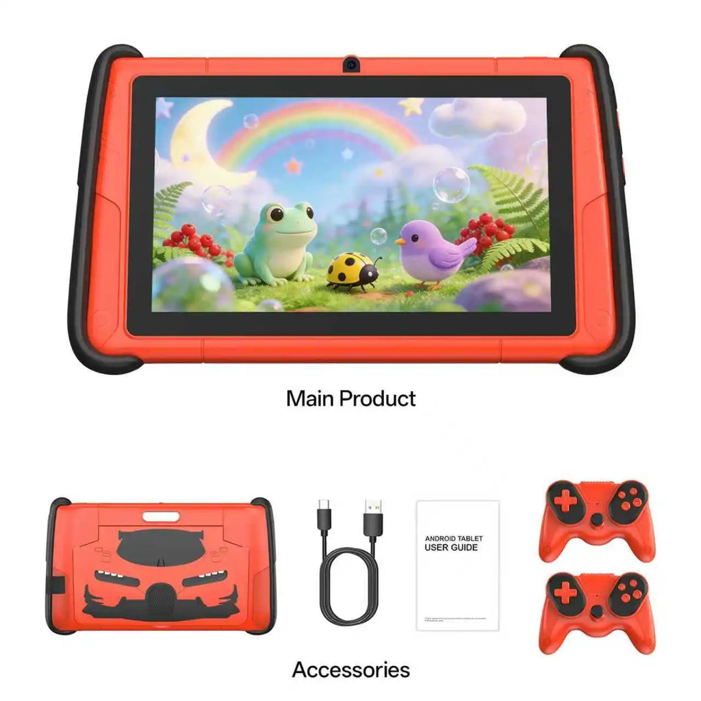 New 7-inch Kids Tablet, Android 15 system, 8(3+5)GB RAM + 64GB Storage, Quad-core processor, Dual cameras, WiFi, Bluetooth