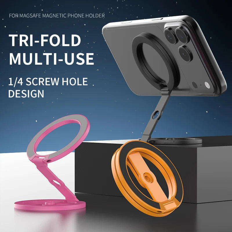 Photography Smartphone Strong Magnetic Stand for Magsafe Folding Double-sided Magnet Stand Finger Ring Bracket for iPhone 17 16